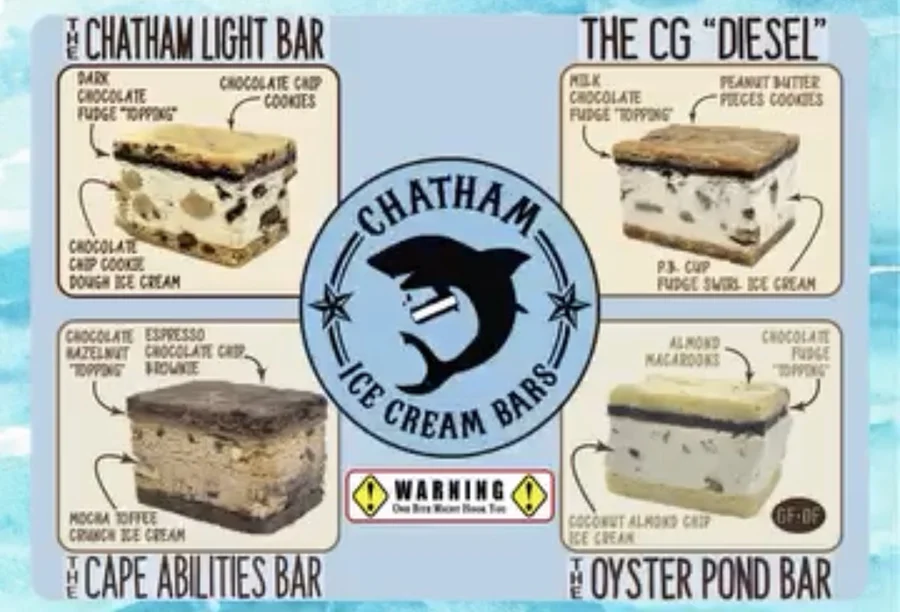 Sell sheet showing four bars and their layers: the Chatham Light, the CG Diesel, the Cape Abilities and the Oyster Pond
